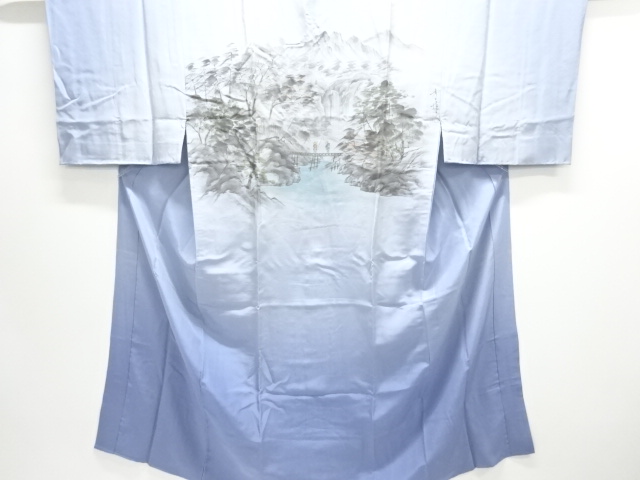 JAPANESE KIMONO / ANTIQUE MENS JUBAN / SILK / LANDSCAPE